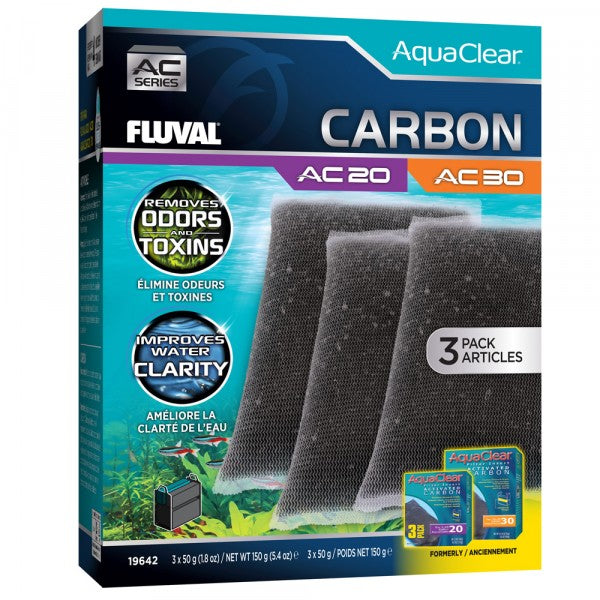 Fluval AquaClear 20 & 30 Activated Carbon 3 x 50g Pack