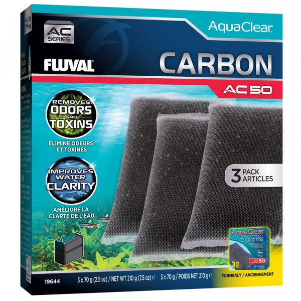 Fluval AquaClear 50 Activated Carbon 3 x 70g Pack