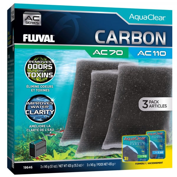 Fluval AquaClear 70 & 110 Activated Carbon 3 x 145g Pack