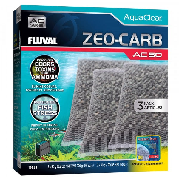 Fluval AquaClear 50 Zeo Carb 90g x 3 Pack