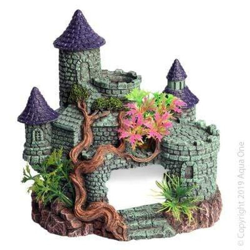 Aqua One Castle with Tree & Plants 15 x 12 x 15.5cm Aquatic Supplies Australia