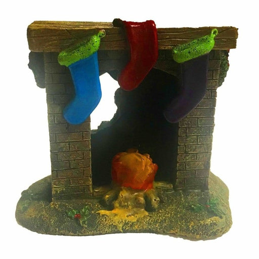 Aquatopia Christmas Fireplace with Stockings 10.5 x 6.5 x 9.5cm Aquatic Supplies Australia