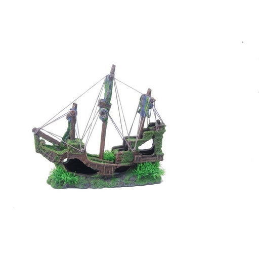 Aquatopia Sailing Ship with Moss 30 x 12 x 27 cm Aquatic Supplies Australia