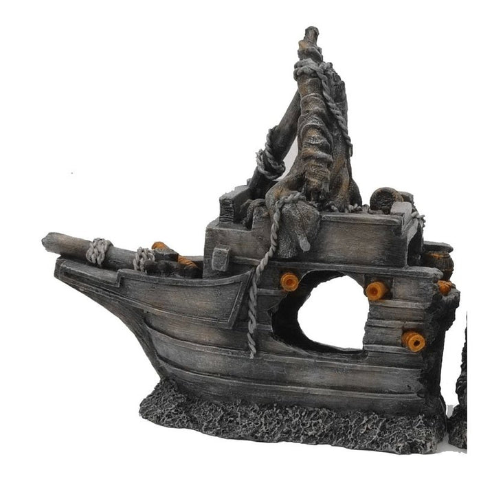 Aquatopia Shipwreck Front Half Med 18 x 8 x 18 cm Aquatic Supplies Australia