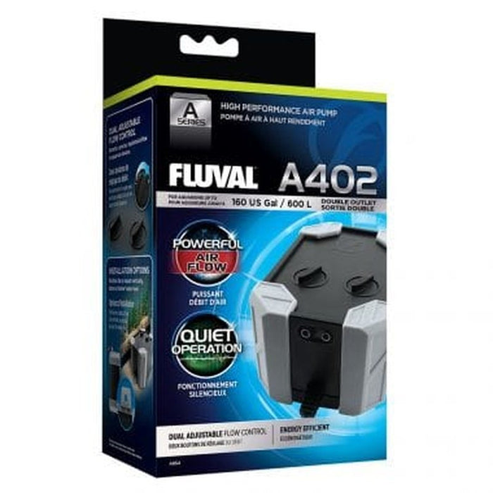 Fluval A Series Air Pump A402 Twin Outlet (600L, 330-370L/h) Aquatic Supplies Australia