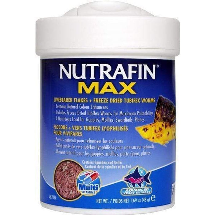 Nutrafin Max Livebearer Flakes + Freeze Dried Tubifex Worms 48g Aquatic Supplies Australia